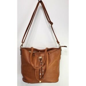 Gussaci Light Brown Shoulder Purse 2 Handles Weekender Tote Bag Vegan Leather